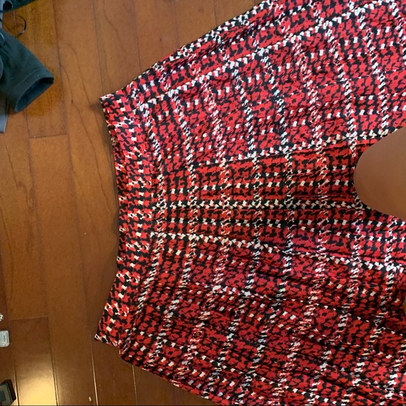 LOQUII midi circle skirt red black print - Picture 3 of 3